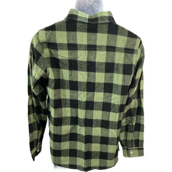 NWB SANGTREE Mens Long Sleeve Flannel Plaid Button Olive Green shirt -Small - Picture 2 of 8